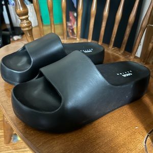 Soft squishy sleek Asos black slides, size 11 US, 9 UK, never worn brand new